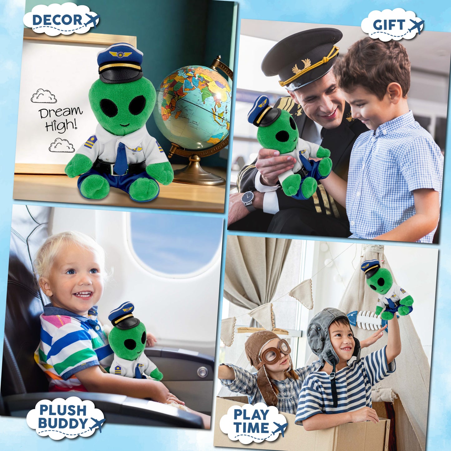 6" PLUSH - ALIEN WITH PILOT DRESS UP