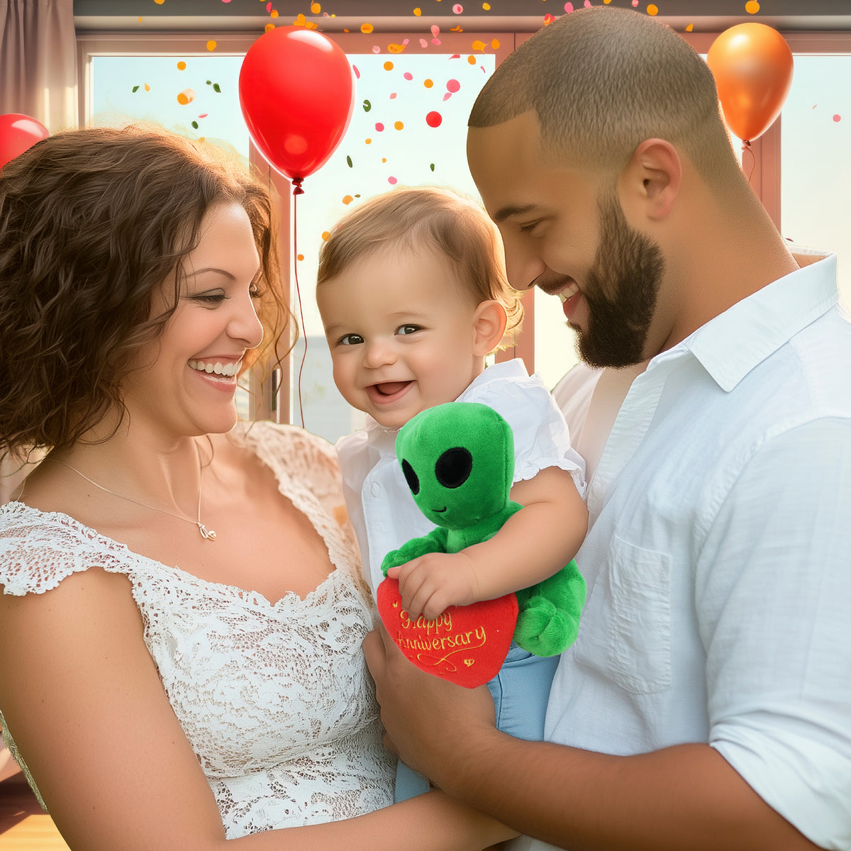 6" PLUSH - ALIEN WITH HAPPY ANNIVERSARY HEART