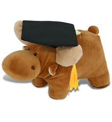 DolliBu Moose - Plush Bank Graduation Toy with Cap with Tassel Outfit - 9 Inch