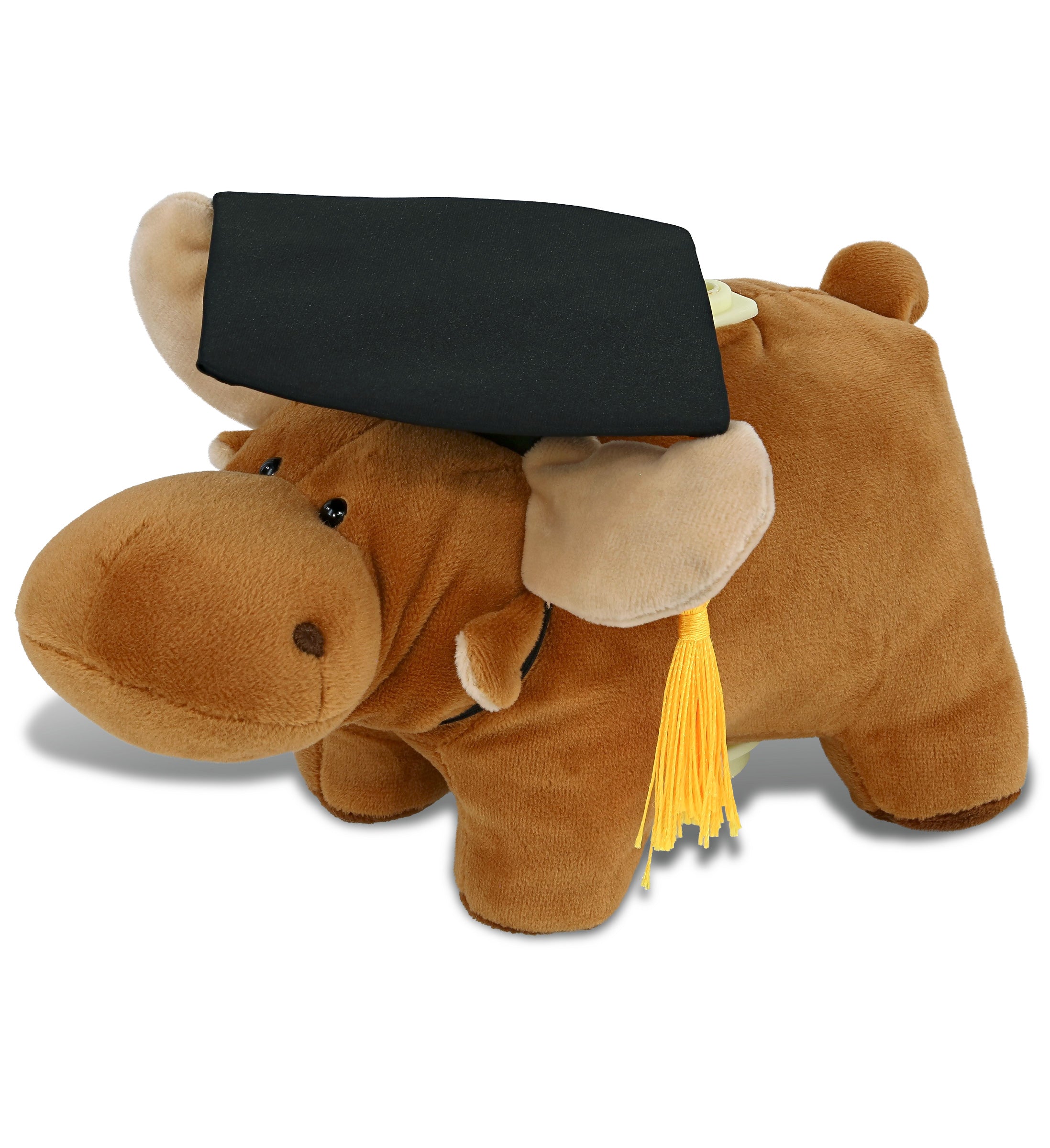 DolliBu Moose - Plush Bank Graduation Toy with Cap with Tassel Outfit - 9 Inch