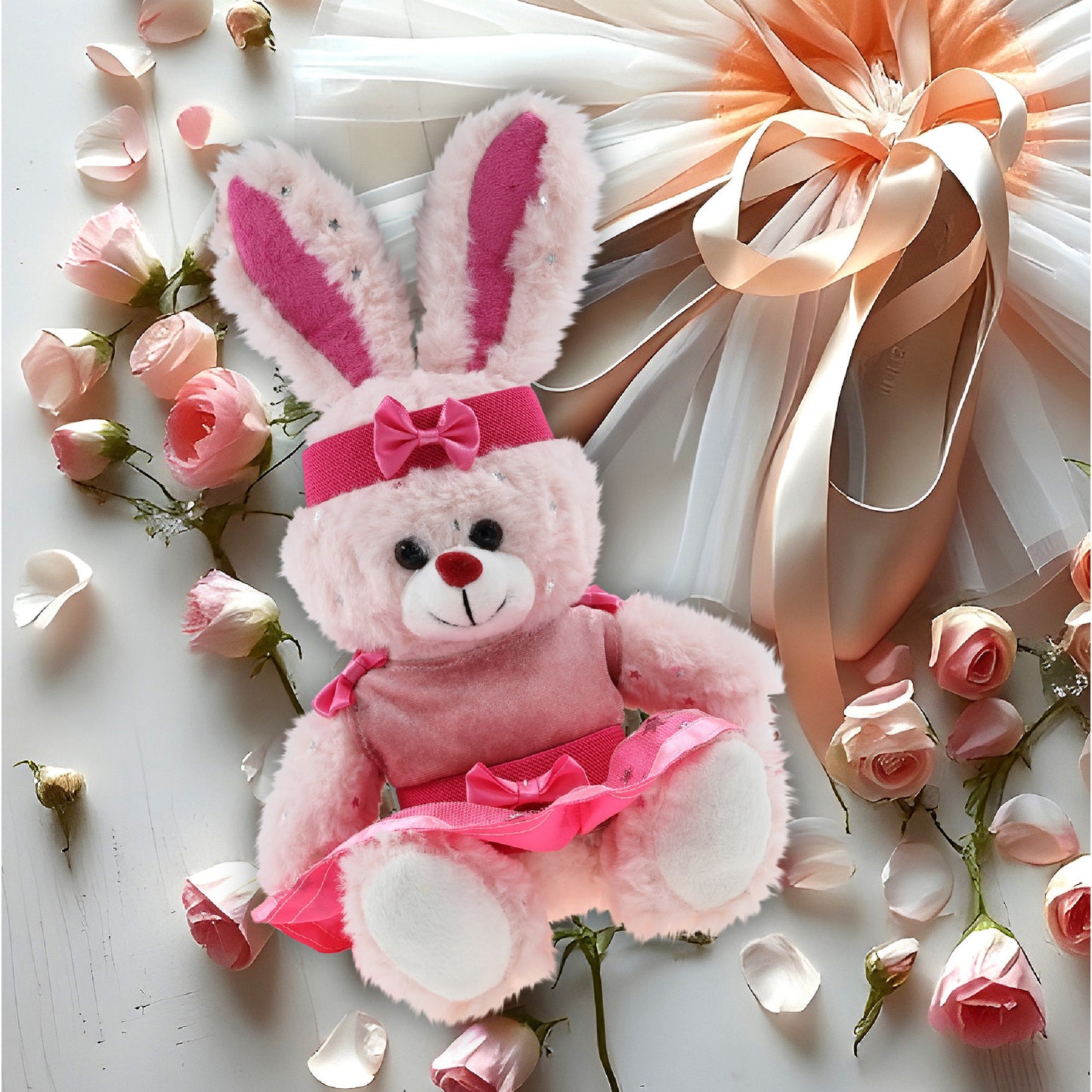SPARKLING PLUSH - ROSE GOLD BUNNY WITH BALLERINA DRESS UP