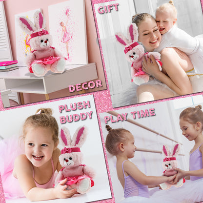 SPARKLING PLUSH - ROSE GOLD BUNNY WITH BALLERINA DRESS UP