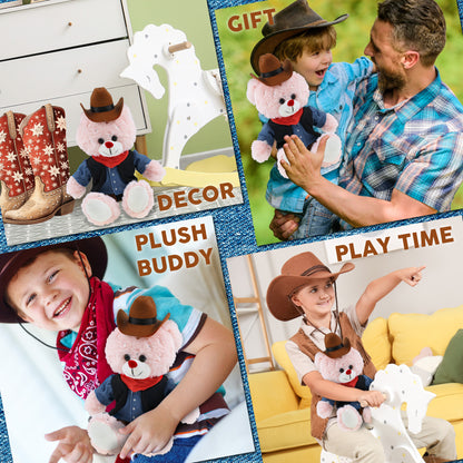 SPARKLING PLUSH - ROSE GOLD BUNNY With COWBOY Dress Up