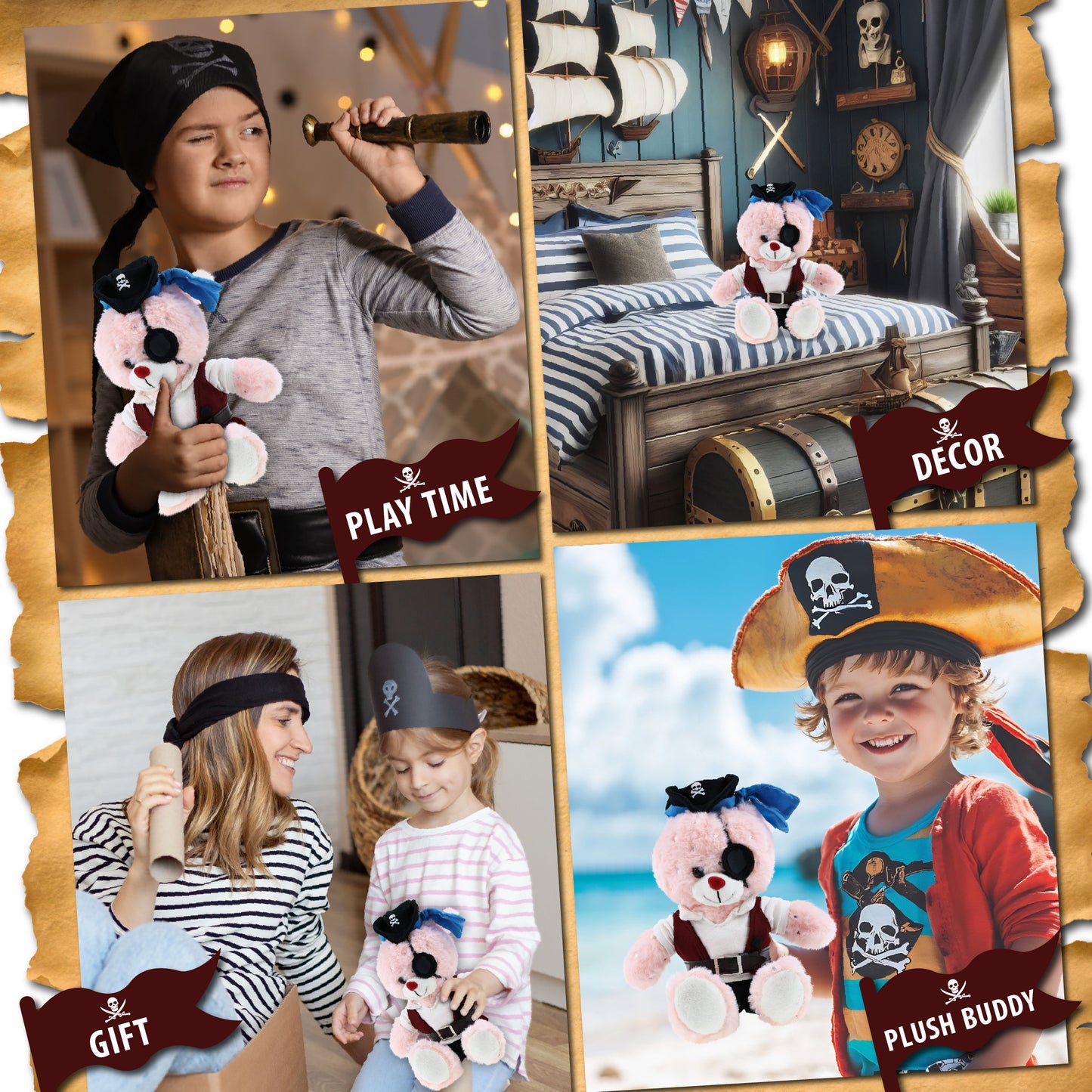 SPARKLING PLUSH - ROSE GOLD BUNNY PIRATE DRESS UP