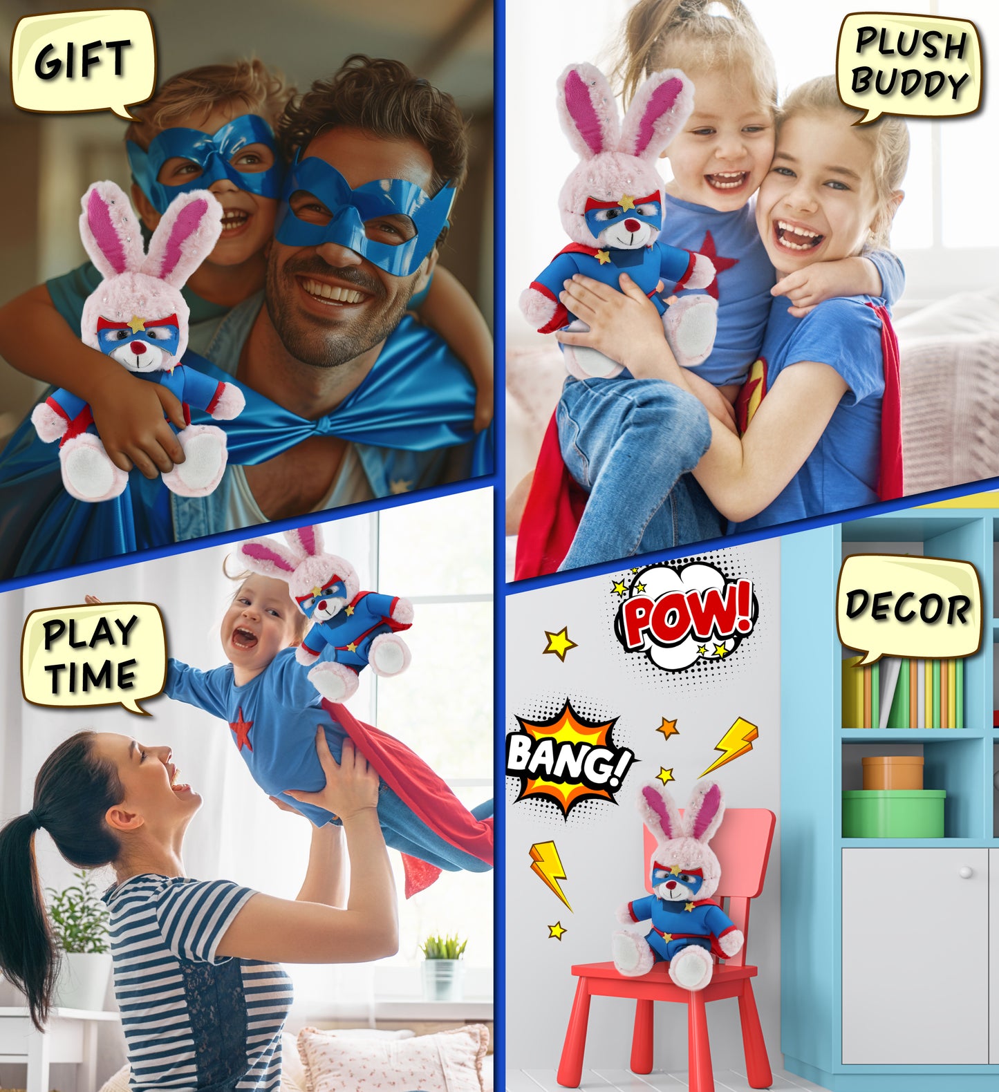 SPARKLING PLUSH - ROSE GOLD BUNNY With SUPER HERO Dress Up