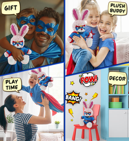 SPARKLING PLUSH - ROSE GOLD BUNNY With SUPER HERO Dress Up
