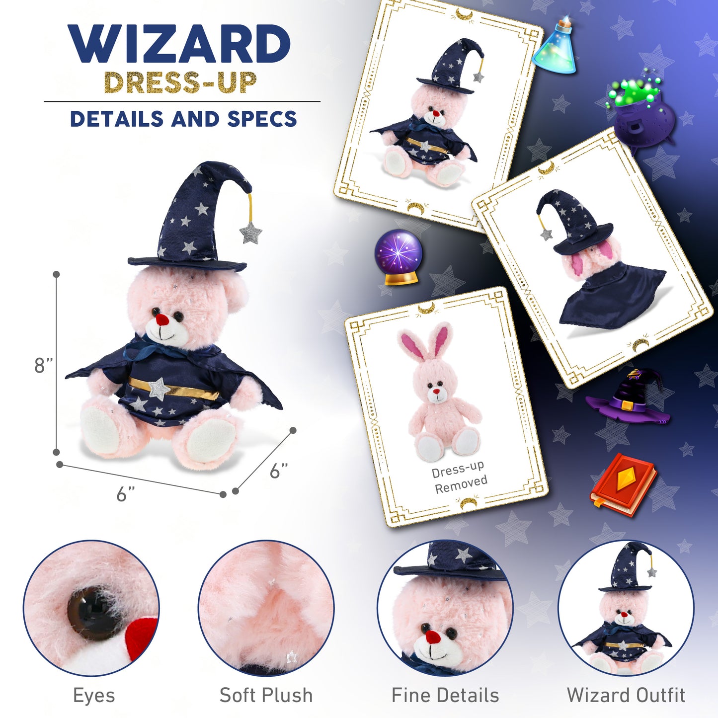 SPARKLING PLUSH - ROSE GOLD BUNNY WIZARD