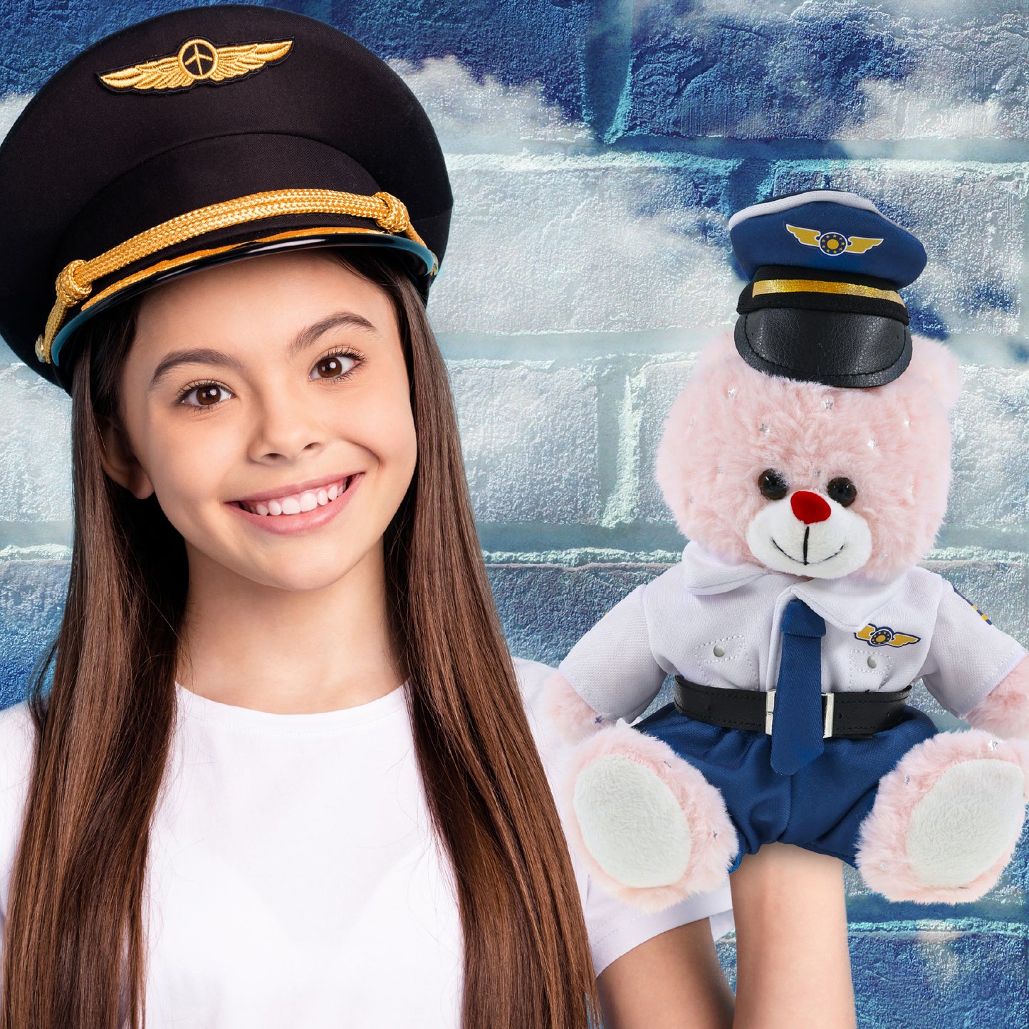SPARKLING PLUSH - ROSE GOLD BUNNY PILOT DRESS UP