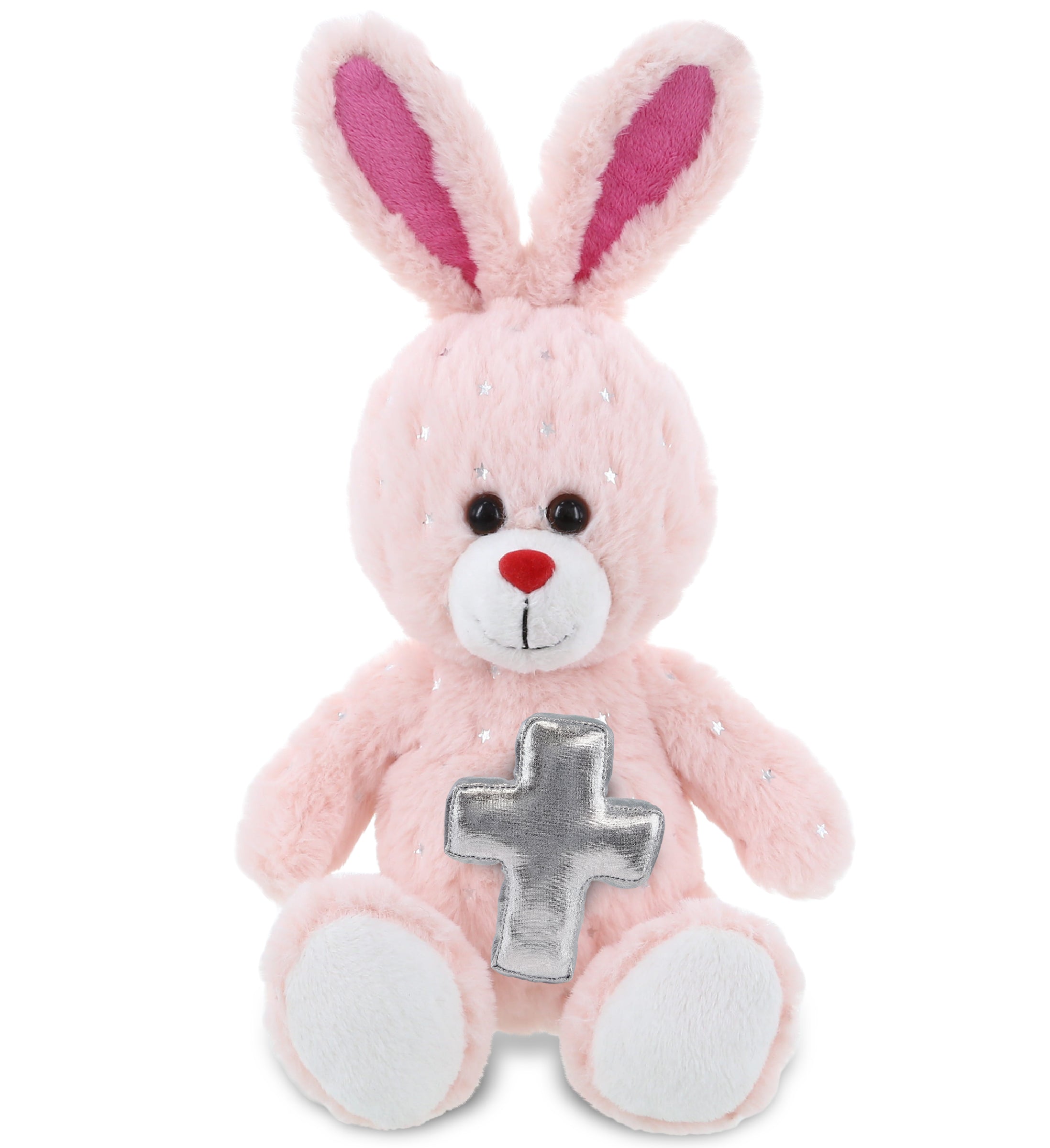 PLUSH CROSS - SPARKLING PLUSH - ROSE GOLD BUNNY