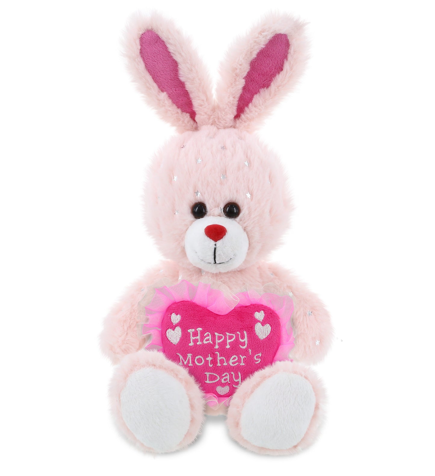 PLUSH MOTHERS DAY HEART - SPARKLING PLUSH - ROSE GOLD BUNNY