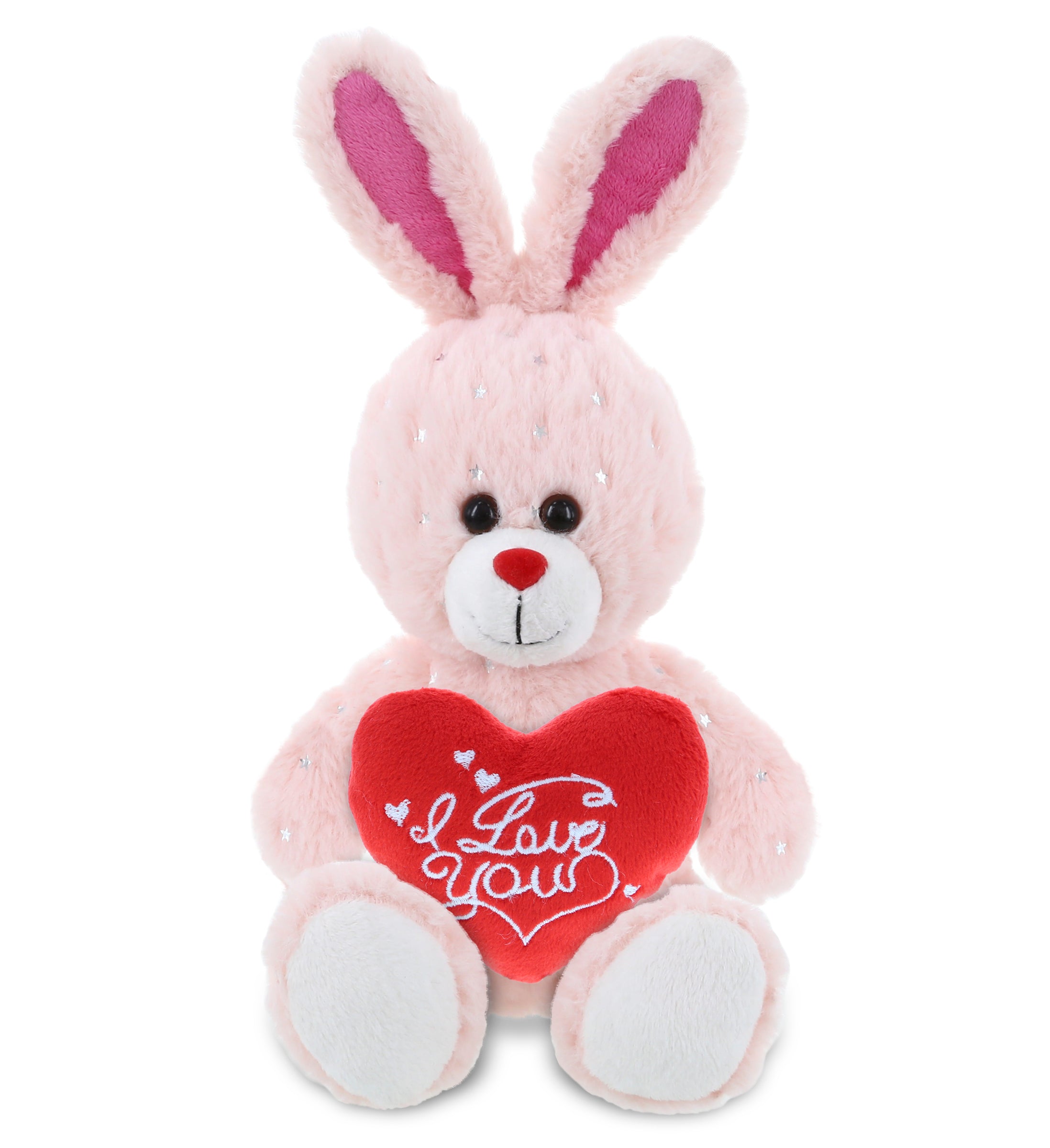 PLUSH I LOVE YOU RED HEART - SPARKLING PLUSH - ROSE GOLD BUNNY