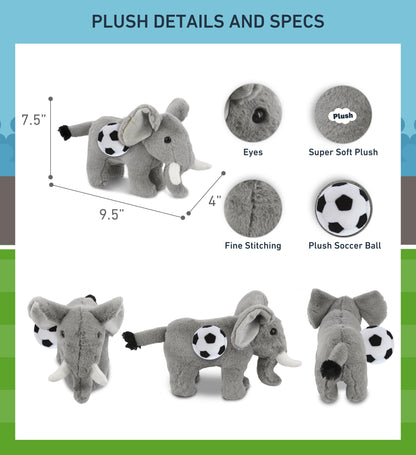 SUPER-SOFT PLUSH - STANDING ELEPHANT 7.5" WITH SOCCER PLUSH