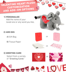 PLUSH I LOVE YOU RED HEART - SUPER-SOFT PLUSH - STANDING ELEPHANT 7.5"