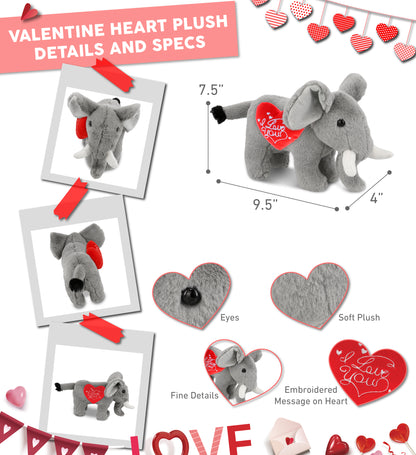 PLUSH I LOVE YOU RED HEART - SUPER-SOFT PLUSH - STANDING ELEPHANT 7.5"
