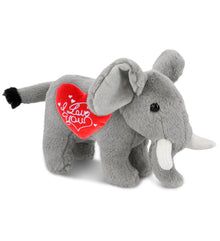 PLUSH I LOVE YOU RED HEART - SUPER-SOFT PLUSH - STANDING ELEPHANT 7.5"