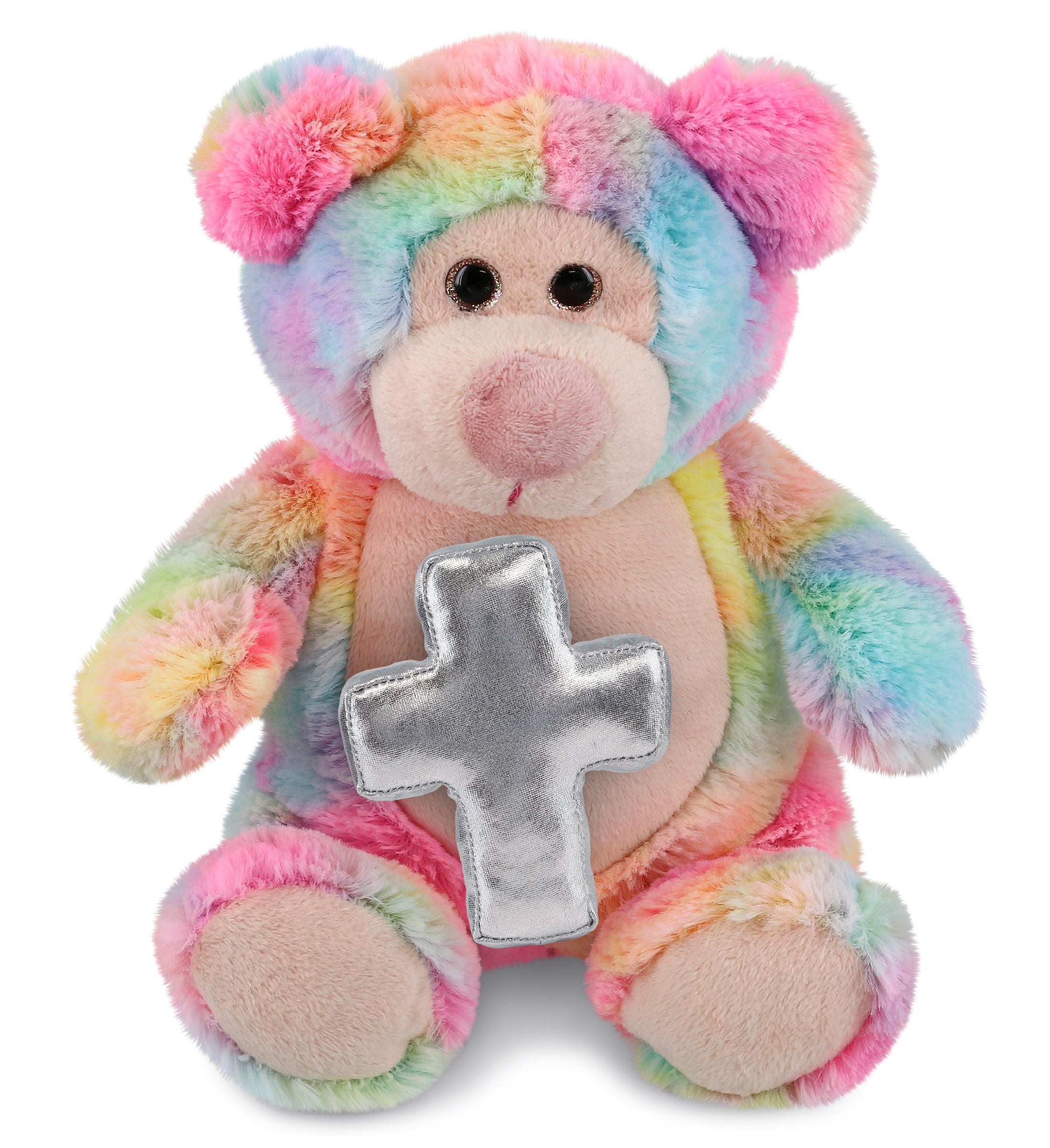 PLUSH CROSS - SUPER-SOFT PLUSH - RAINBOW BEAR 9"