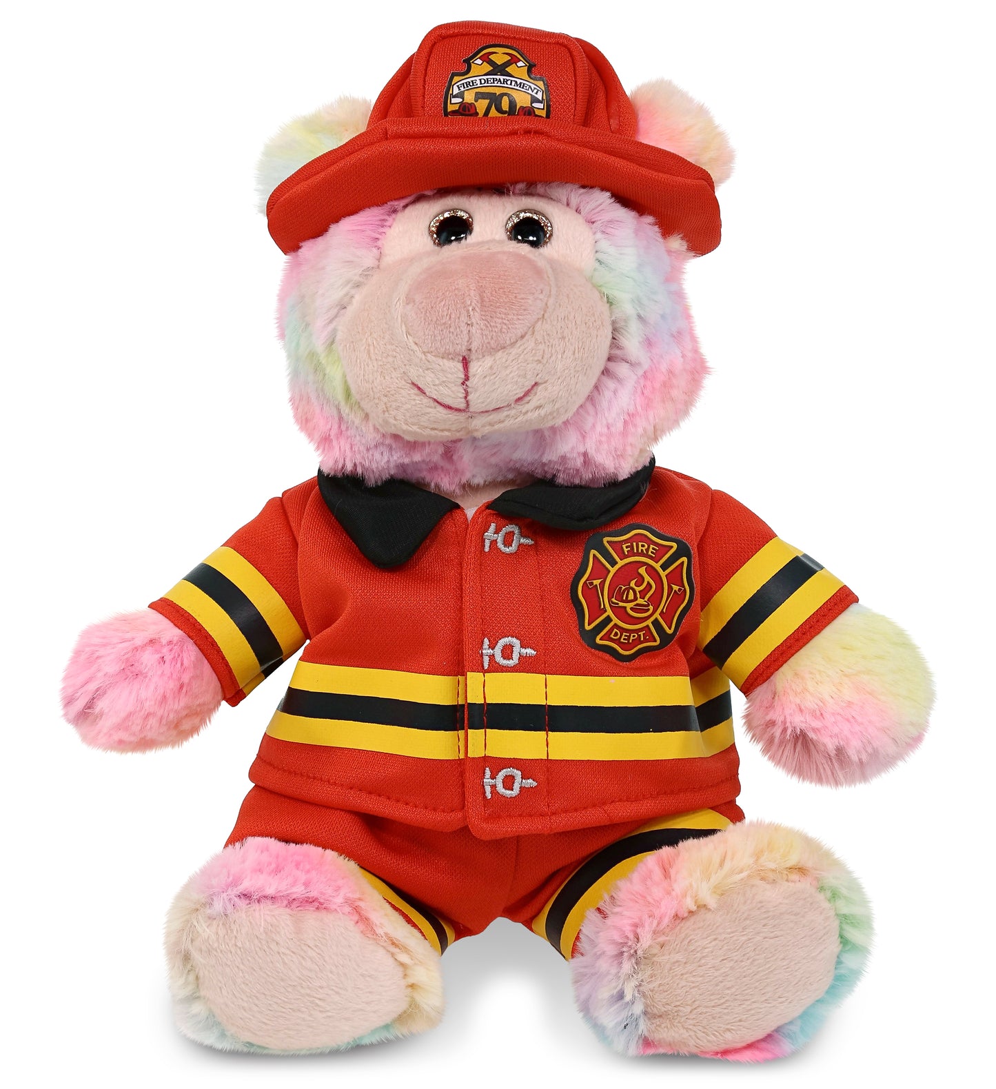 PLUSH FIREMAN - SUPER-SOFT PLUSH - RAINBOW BEAR 9"