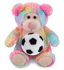 SUPER-SOFT PLUSH - RAINBOW BEAR 9" WITH SOCCER PLUSH