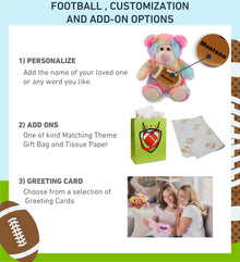 SUPER-SOFT PLUSH - RAINBOW BEAR 9" WITH FOOTBALL PLUSH