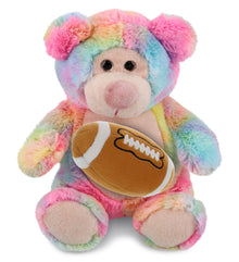 SUPER-SOFT PLUSH - RAINBOW BEAR 9" WITH FOOTBALL PLUSH