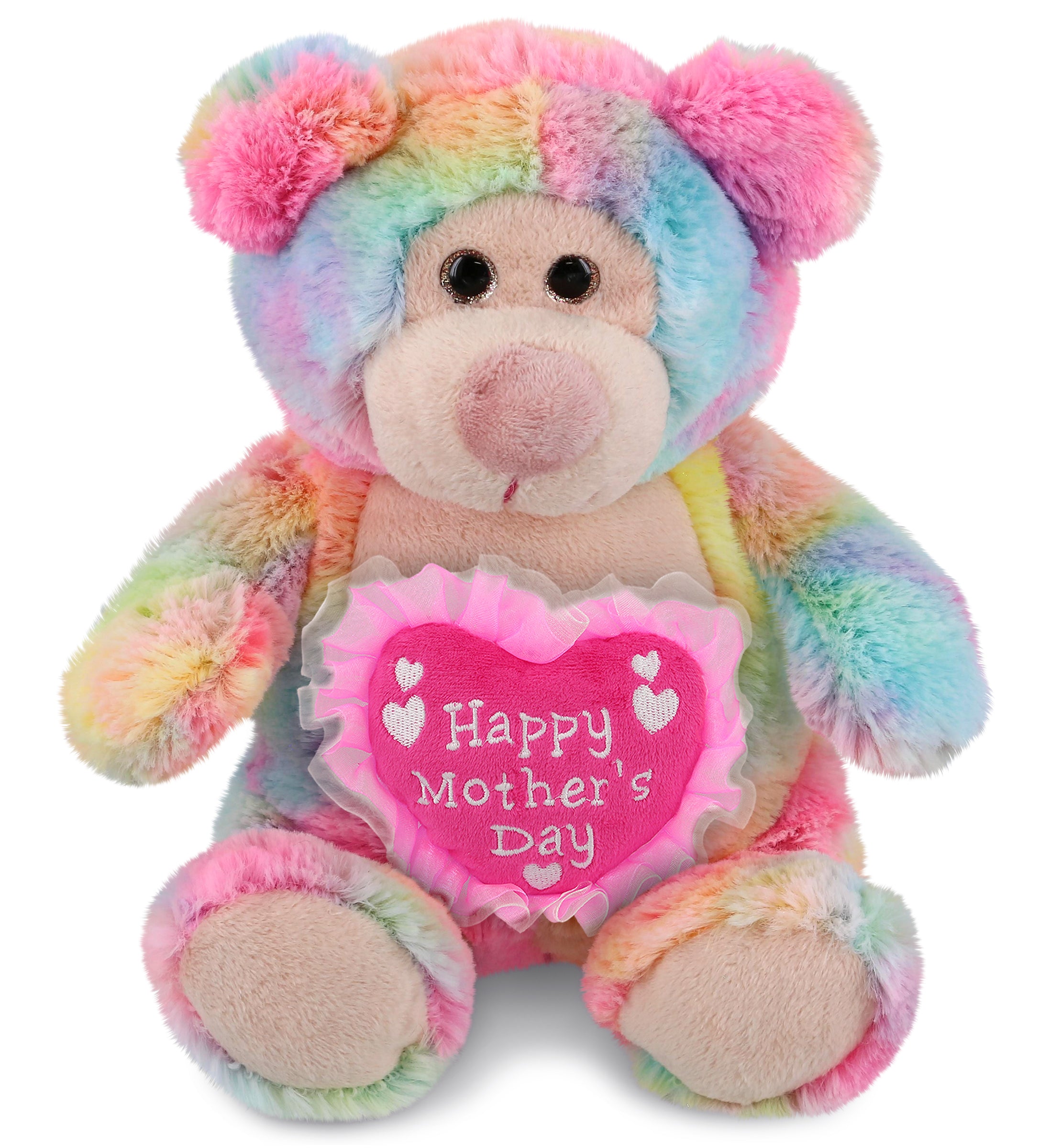 PLUSH MOTHERS DAY HEART - SUPER-SOFT PLUSH - RAINBOW BEAR 9"