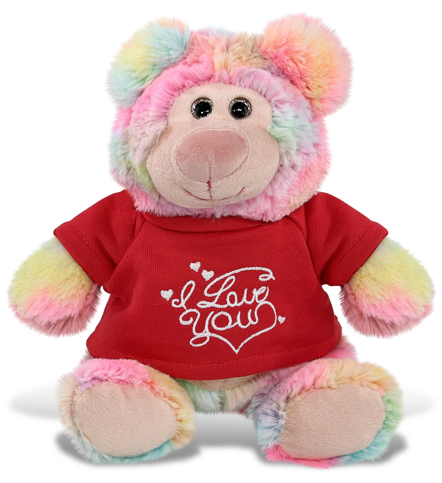 PLUSH I LOVE YOU RED SHIRT- SUPER-SOFT PLUSH - RAINBOW BEAR 9"