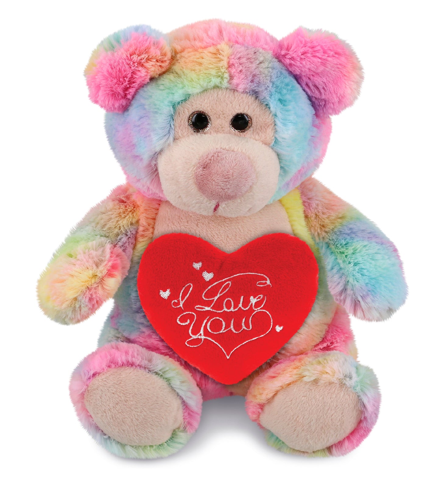 PLUSH I LOVE YOU RED HEART - SUPER-SOFT PLUSH - RAINBOW BEAR 9"