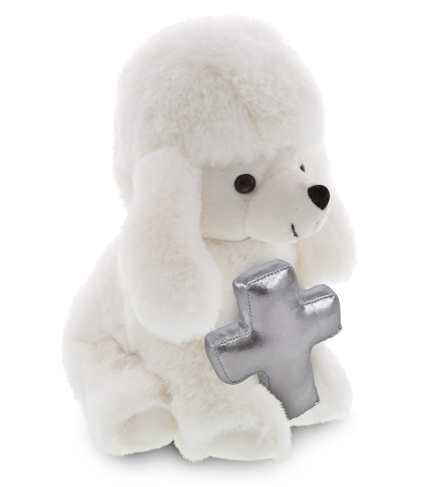 PLUSH CROSS - SUPER SOFT PLUSH - WHITE POODLE DOG