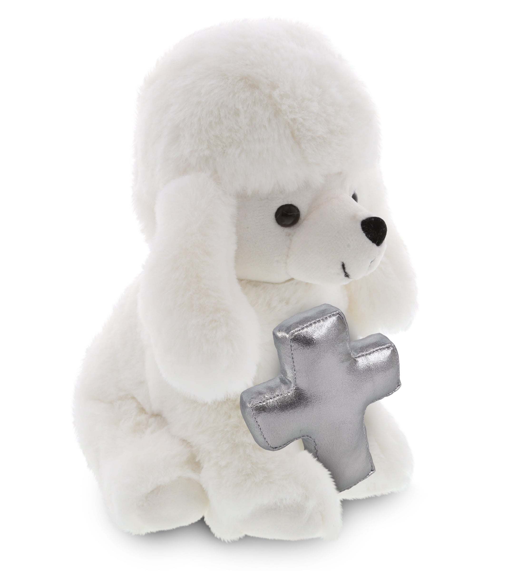 PLUSH CROSS - SUPER SOFT PLUSH - WHITE POODLE DOG