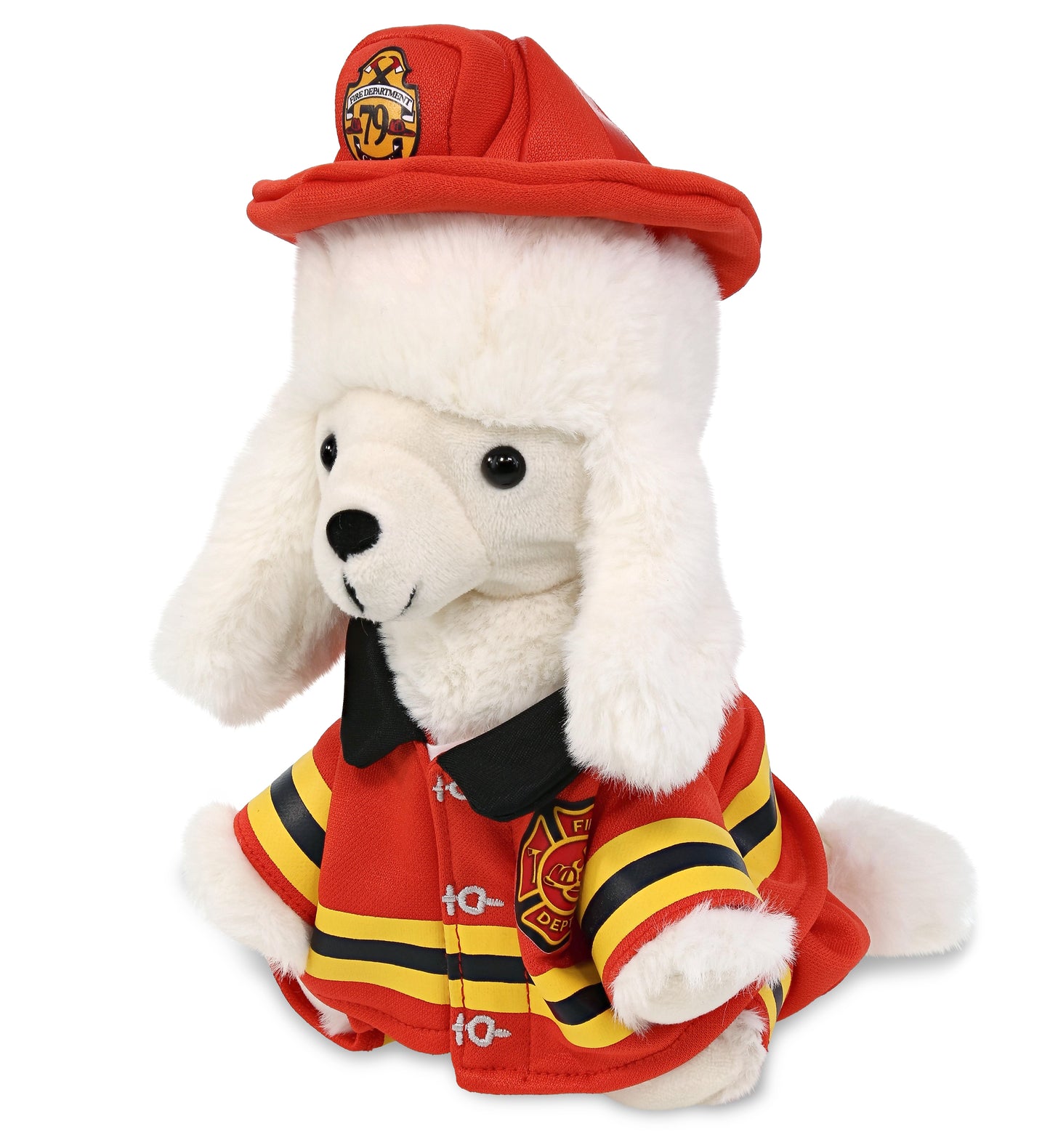 PLUSH FIREMAN - SUPER SOFT PLUSH - WHITE POODLE DOG