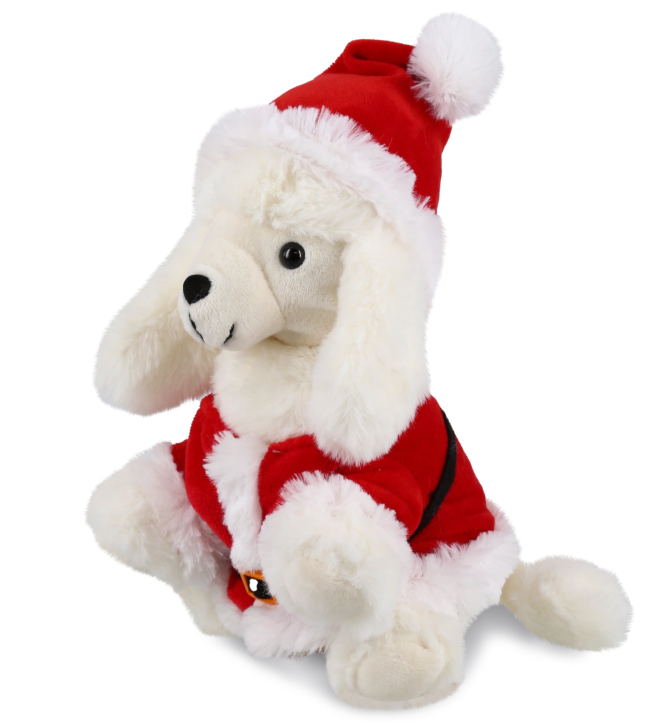 PLUSH SANTA - SUPER SOFT PLUSH - WHITE POODLE DOG