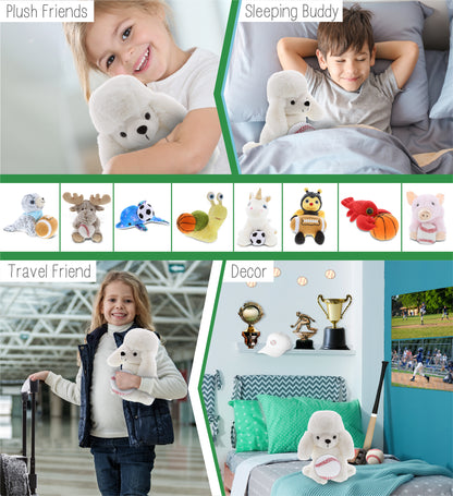 SUPER SOFT PLUSH - WHITE POODLE DOG WITH BASEBALL PLUSH