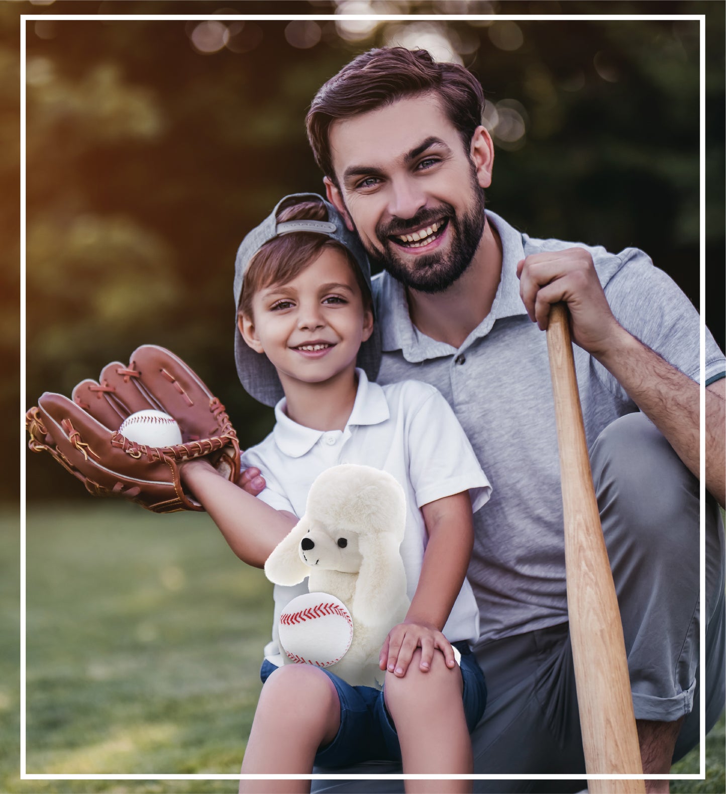 SUPER SOFT PLUSH - WHITE POODLE DOG WITH BASEBALL PLUSH