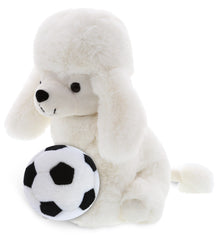 SUPER SOFT PLUSH - WHITE POODLE DOG WITH SOCCER PLUSH