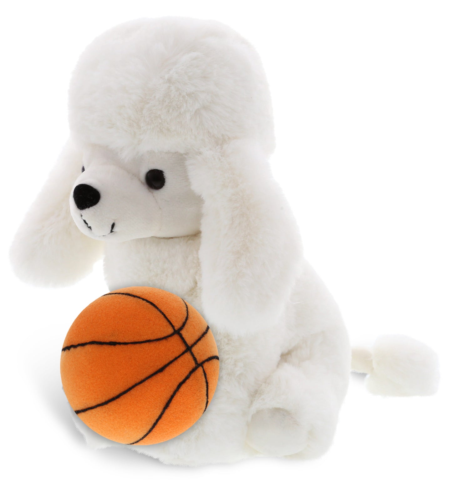 SUPER SOFT PLUSH - WHITE POODLE DOG WITH BASKETBALL PLUSH