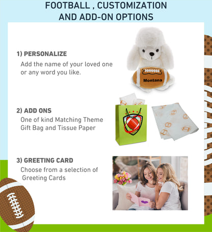 SUPER SOFT PLUSH - WHITE POODLE DOG WITH FOOTBALL PLUSH