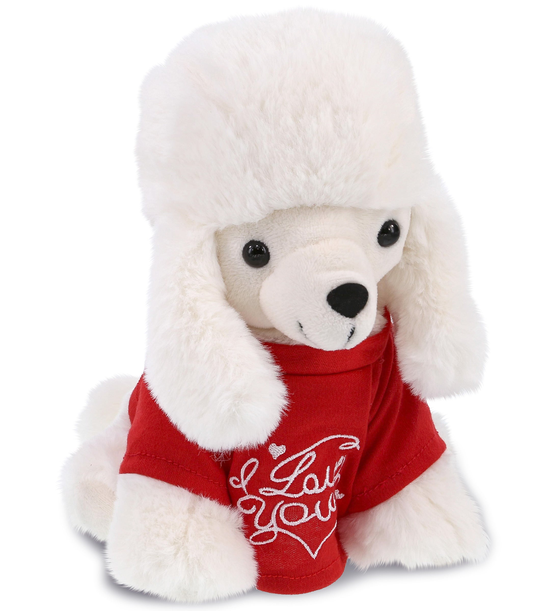PLUSH I LOVE YOU RED SHIRT- SUPER SOFT PLUSH - WHITE POODLE DOG