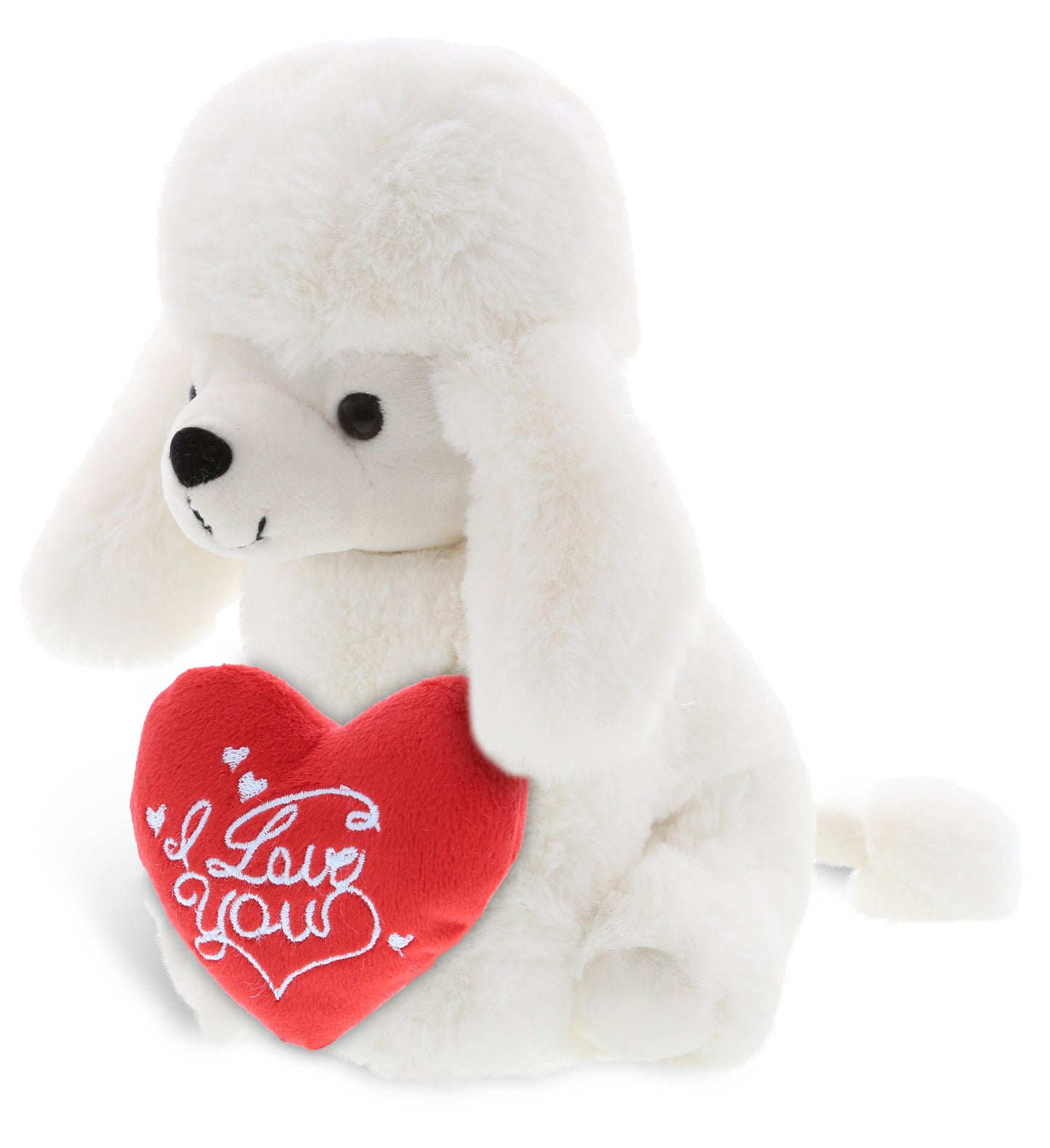 PLUSH I LOVE YOU RED HEART - SUPER SOFT PLUSH - WHITE POODLE DOG
