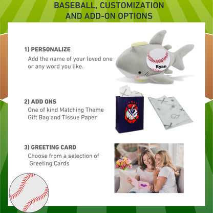 PLUSH BANK - SHARK WITH BASEBALL PLUSH