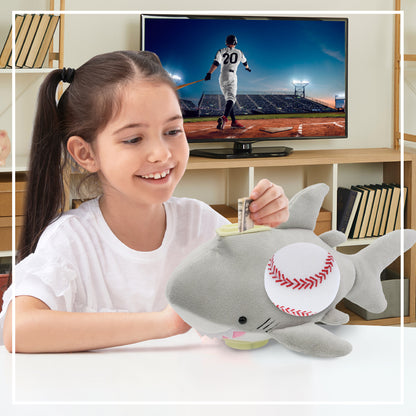 PLUSH BANK - SHARK WITH BASEBALL PLUSH