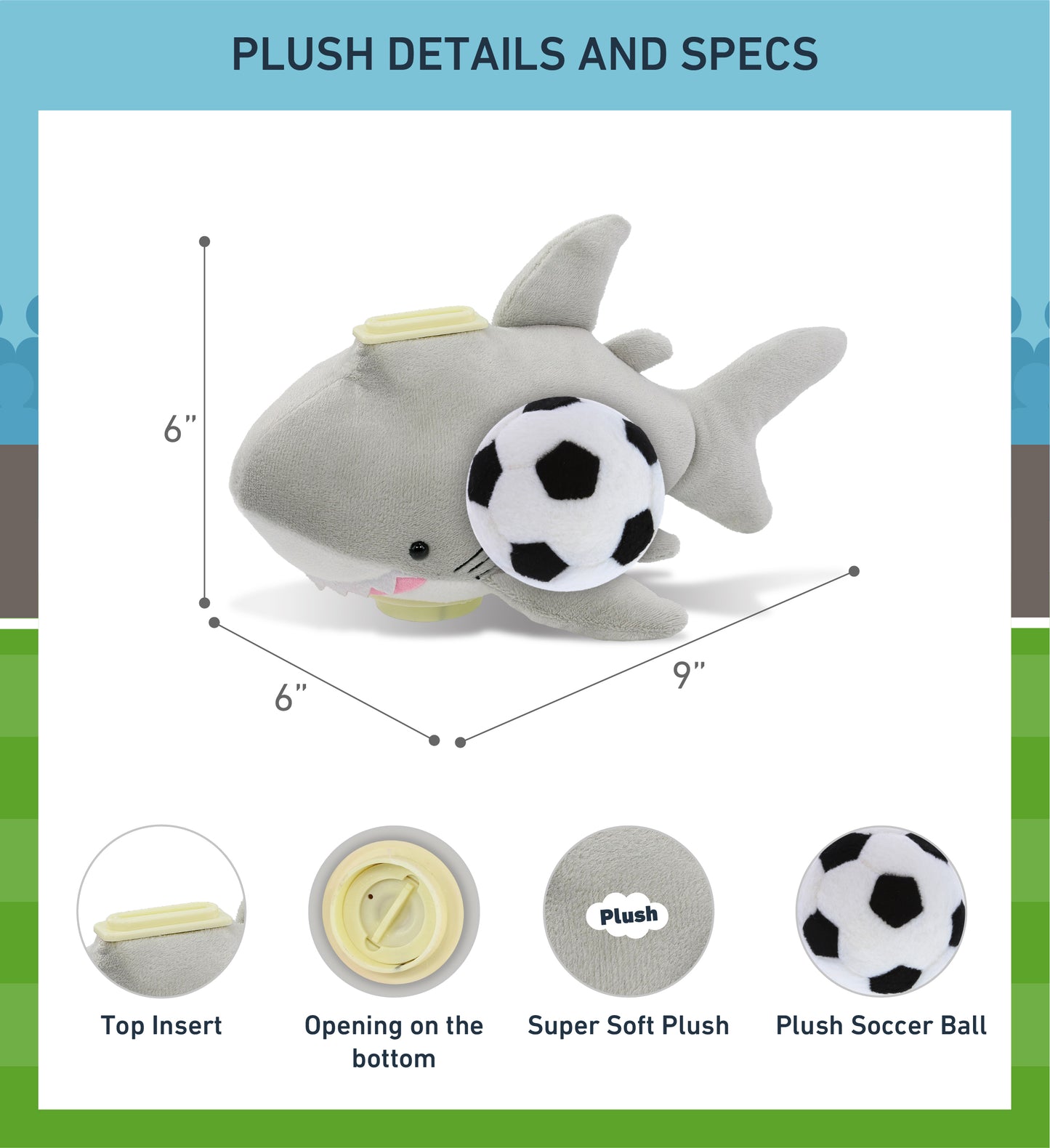PLUSH BANK - SHARK WITH SOCCER PLUSH