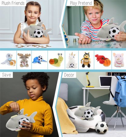 PLUSH BANK - SHARK WITH SOCCER PLUSH