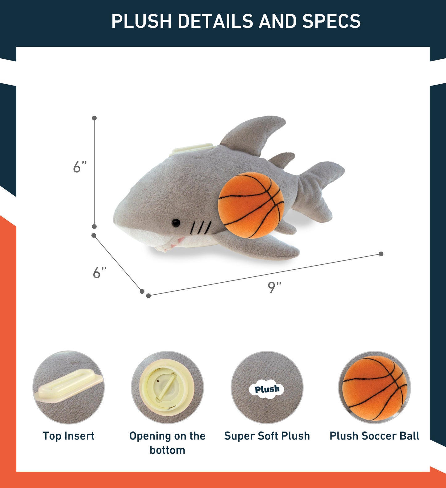 PLUSH BANK - SHARK WITH BASKETBALL PLUSH