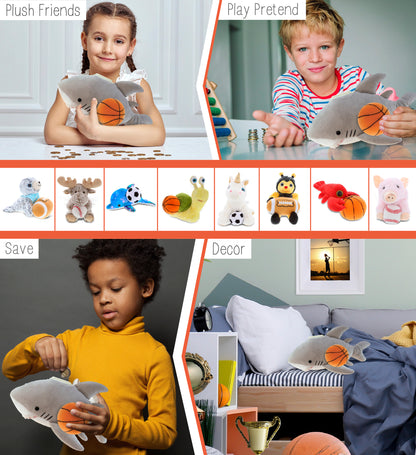 PLUSH BANK - SHARK WITH BASKETBALL PLUSH