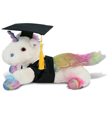DolliBu Royal Flying Unicorn Graduation Plush Toy with Gown and Cap - 12.5 Inch