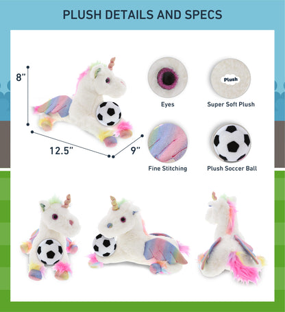 SUPER SOFT PLUSH - ROYAL FLYING UNICORN WITH SOCCER PLUSH