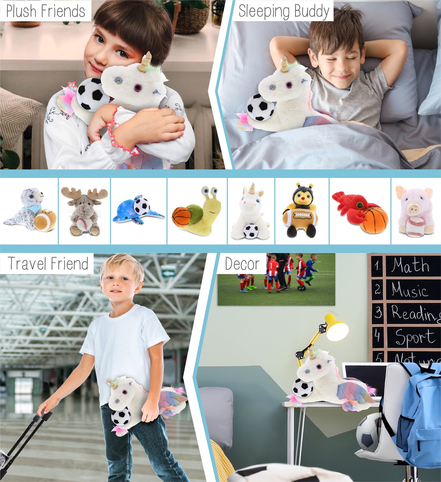 SUPER SOFT PLUSH - ROYAL FLYING UNICORN WITH SOCCER PLUSH