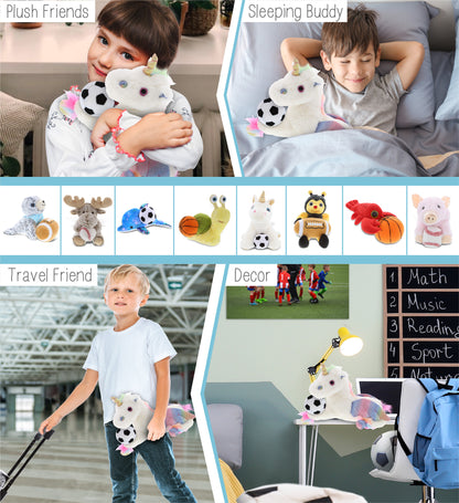 SUPER SOFT PLUSH - ROYAL FLYING UNICORN WITH SOCCER PLUSH