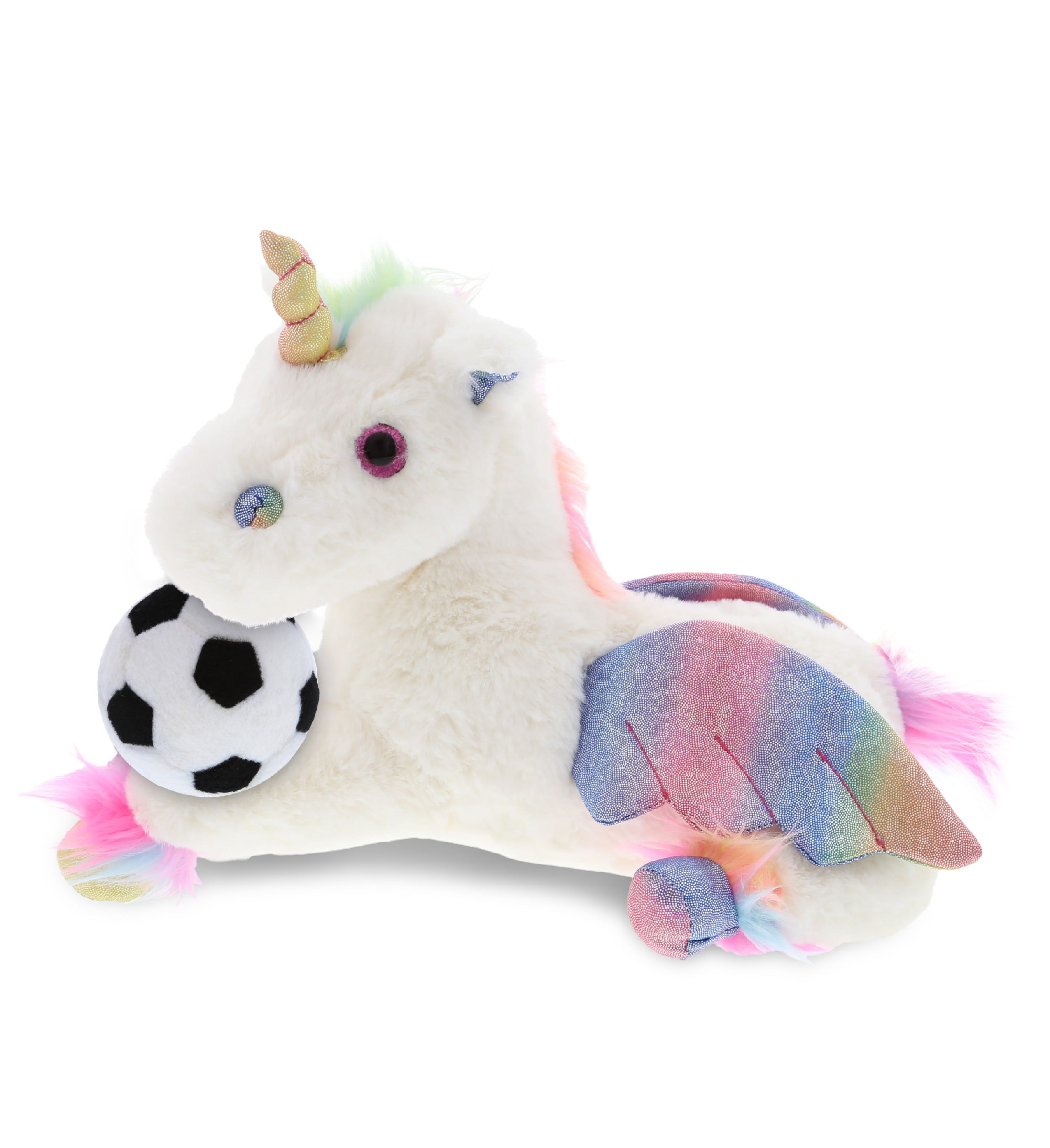 SUPER SOFT PLUSH - ROYAL FLYING UNICORN WITH SOCCER PLUSH