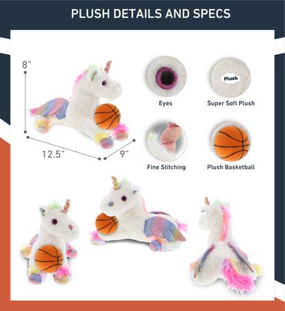 SUPER SOFT PLUSH - ROYAL FLYING UNICORN WITH BASKETBALL PLUSH